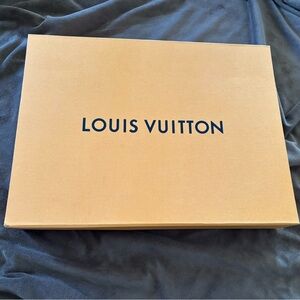 Louis Vuitton orange Box with Black Logo. 18 1/2 , 13 3/4, 3 1/8 deep